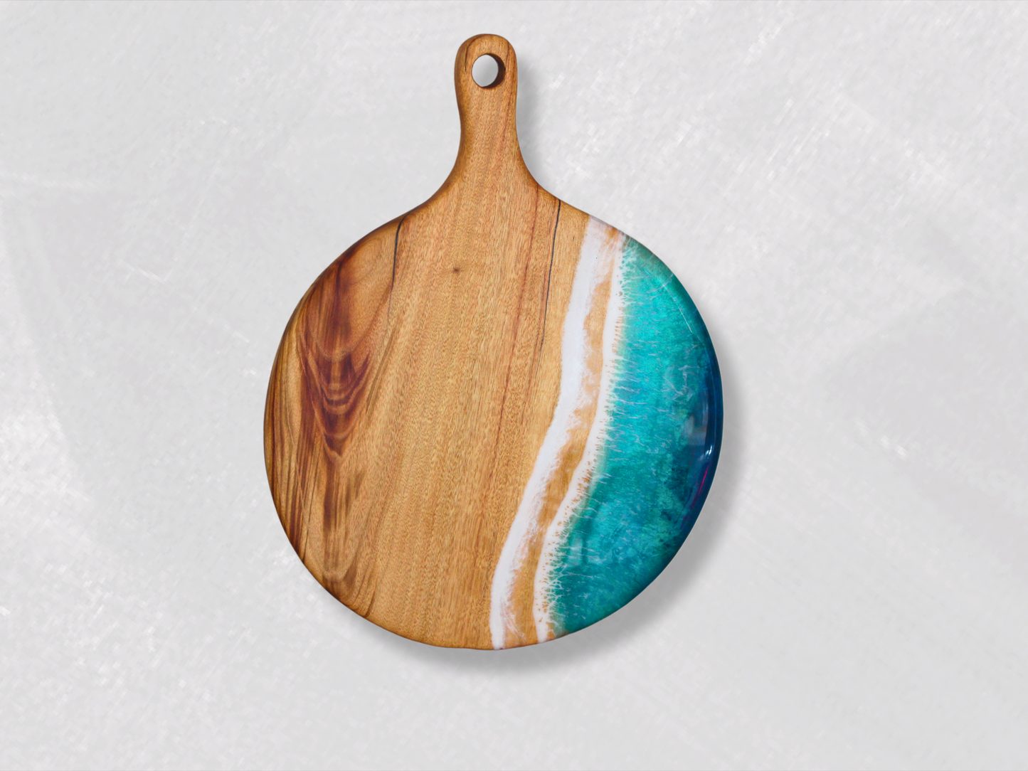 Turquoise Ocean Resin Art - Round Serving Board